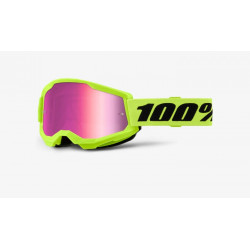 100% - MASCHERINA MOTOCROSS STRATA 2 LENTE SPECCHIATA ROSA - GIALLO FLUO