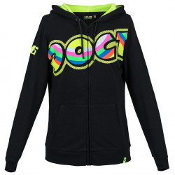 VR46 - FELPA DONNA THE DOCTOR - NERO/GIALLO FLUO