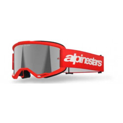 ALPINESTARS - MASCHERINA MOTOCROSS VISION 3 WORDMARK LENTE A SPECCHIO ARGENTO - ROSSO